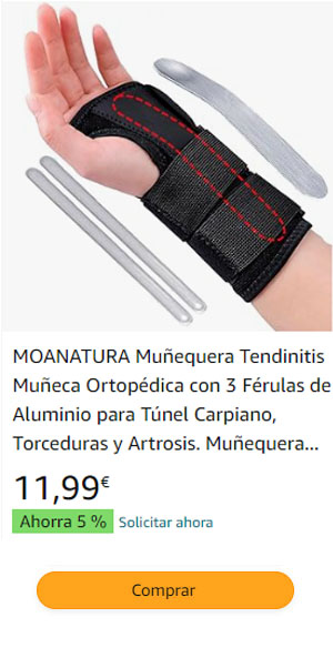 Muñequera Tendinitis Muñeca Ortopédica con 3 Férulas de Aluminio para Túnel Carpiano, Torceduras y Artrosis